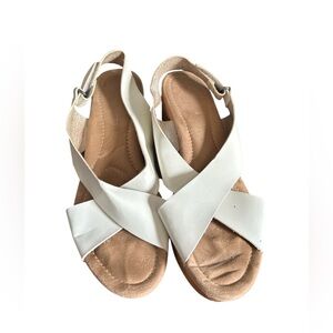 CL by Laundry White and Tan Sandals